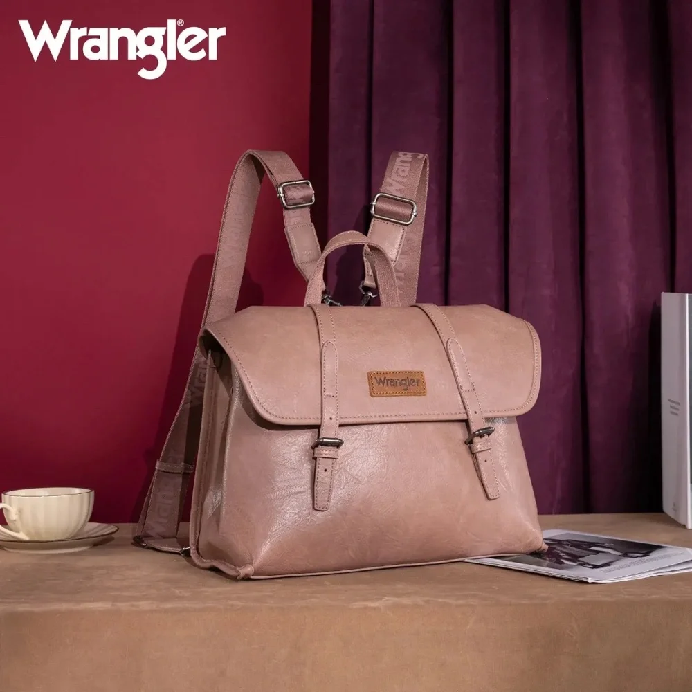 Wrangler Top Handle Carry Satchel/Laptop Bag/Backpack/Crossbody Dark Pink